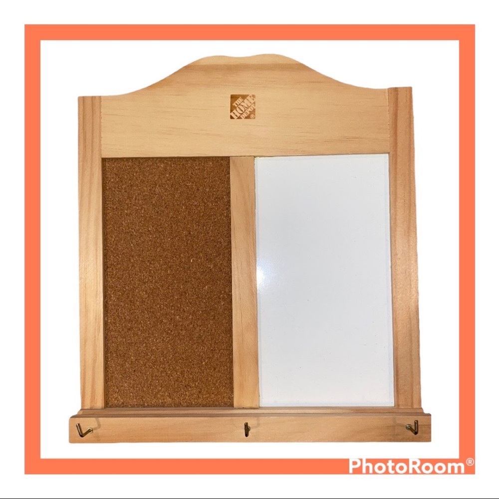 2/$30 Home Depot 50/50 Cork Board/White Board Split Bulletin Board with Key Hook